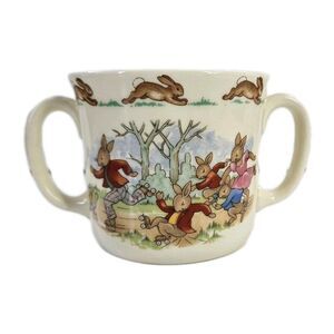 Royal Doulton Bunnykins  ROLLER SKATING Vintage Double Handled 8oz Mug Cup Vtg